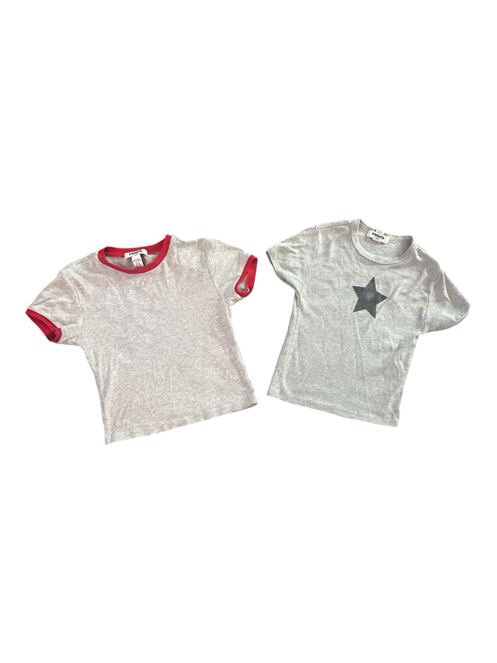 RSQ Kids Two-Pack Heather Gray Tees with Red Trim and Star Bundle Deal T-Shirts